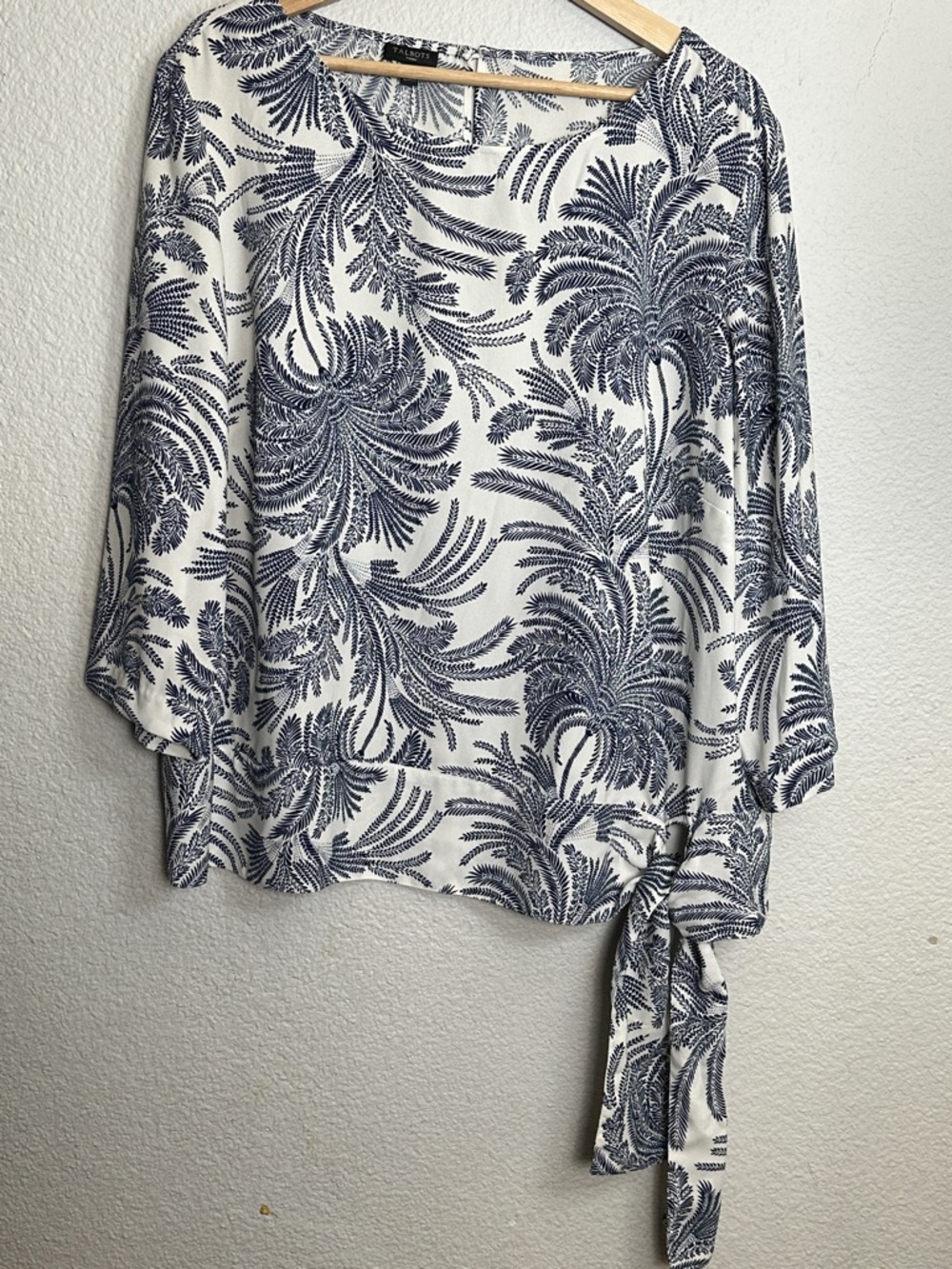 Talbots NWT Top Navy White Side Tie Womens 16W
